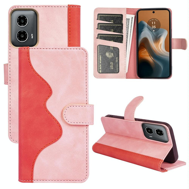 For Motolora Moto G34 Stitching Horizontal Flip Leather Phone Case(Red)