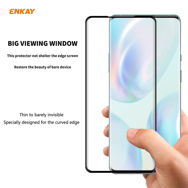 OnePlus 8 ENKAY Hat-Prince 0.26mm 9H 3D Full Glue Explosion-proof Full Screen Curved Heat Bending Tempered Glass Film