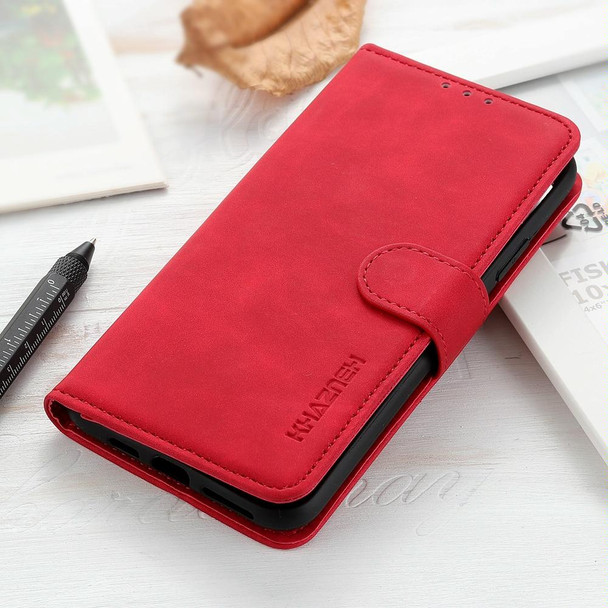 For iPhone 16 Plus KHAZNEH Retro Texture Leather Phone Case(Red)