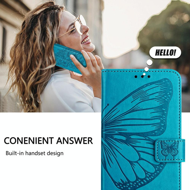 For vivo Y100 5G IDN / Y200e 5G Global Embossed Butterfly Leather Phone Case(Blue)