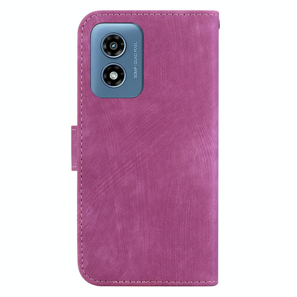 For Motorola Moto G Play 4G 2024 Little Tiger Embossed Leather Phone Case(Rose Red)