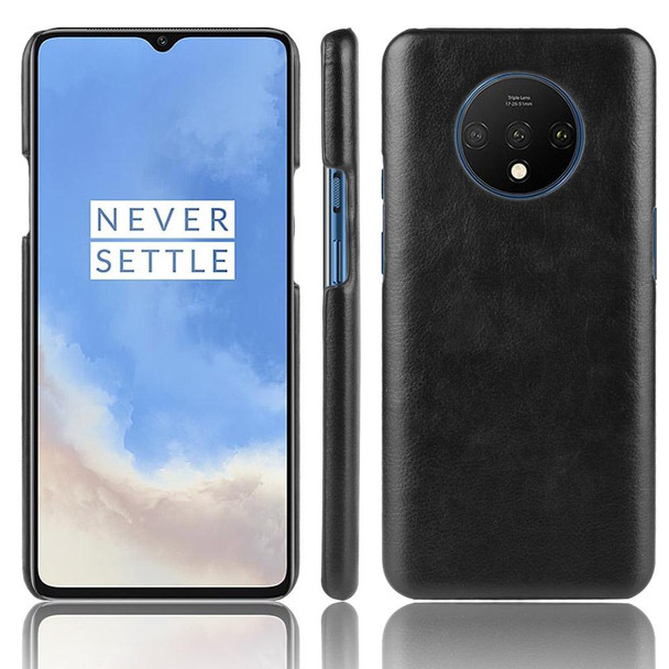 OnePlus 7T Shockproof Litchi Texture PC + PU Case(Black)