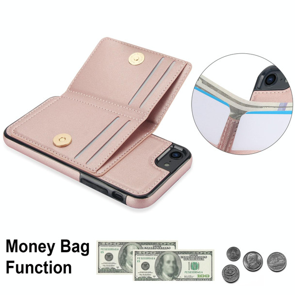 For iPhone SE 2022/SE 2020/6/7/8 RFID Anti-theft Card Ring Holder Phone Case(Rose Gold)