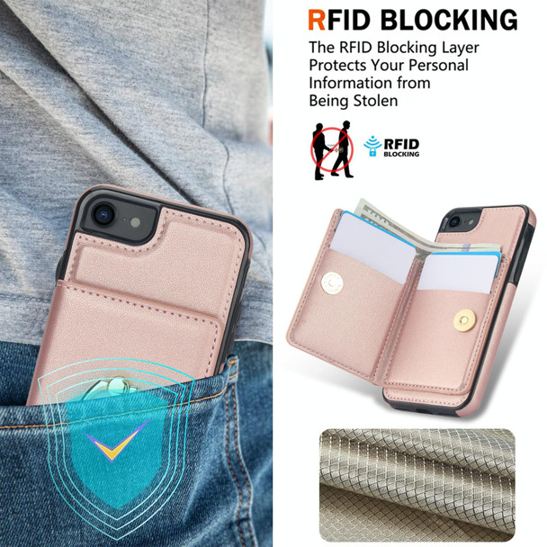 For iPhone SE 2022/SE 2020/6/7/8 RFID Anti-theft Card Ring Holder Phone Case(Rose Gold)