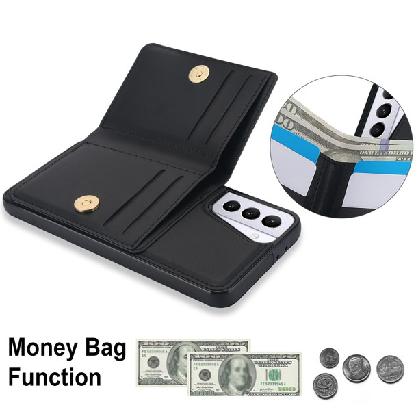 For Samsung Galaxy S21 FE 5G RFID Anti-theft Card Ring Holder Phone Case(Black)