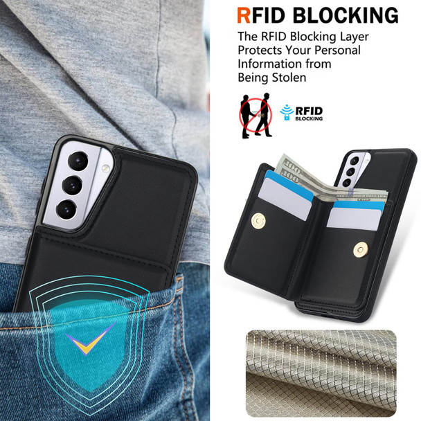 For Samsung Galaxy S21 FE 5G RFID Anti-theft Card Ring Holder Phone Case(Black)