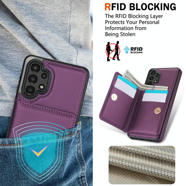 For Samsung Galaxy A13 4G/5G RFID Anti-theft Card Ring Holder Phone Case(Dark Purple)