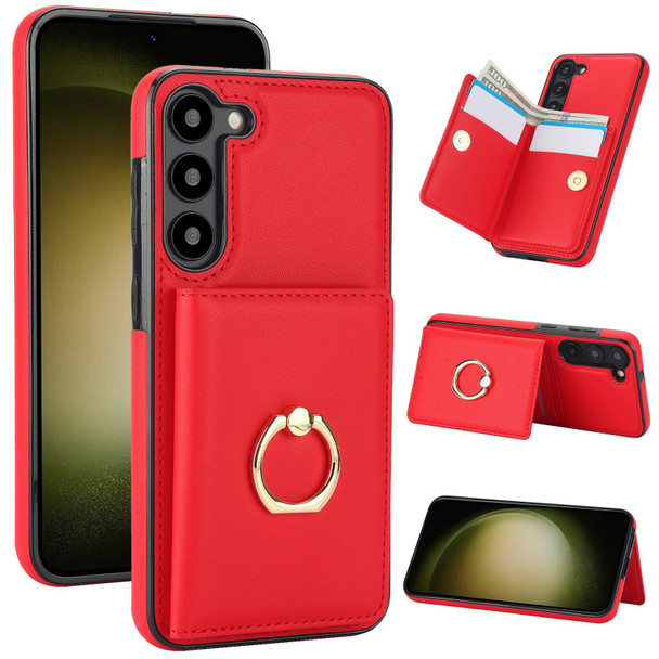 For Samsung Galaxy A14 4G/5G RFID Anti-theft Card Ring Holder Phone Case(Red)