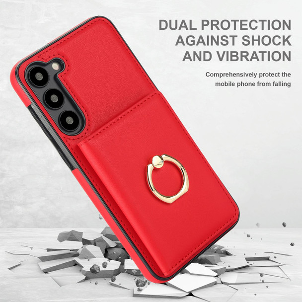 For Samsung Galaxy A14 4G/5G RFID Anti-theft Card Ring Holder Phone Case(Red)