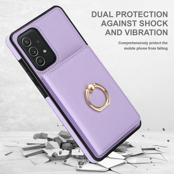 For Samsung Galaxy A72 4G/5G RFID Anti-theft Card Ring Holder Phone Case(Purple)