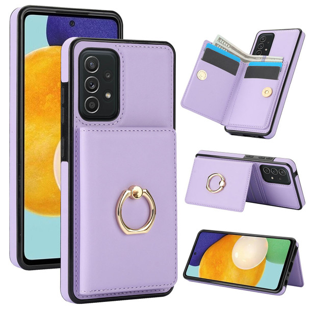 For Samsung Galaxy A72 4G/5G RFID Anti-theft Card Ring Holder Phone Case(Purple)