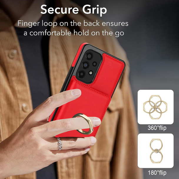 For Samsung Galaxy A73 4G/5G RFID Anti-theft Card Ring Holder Phone Case(Red)