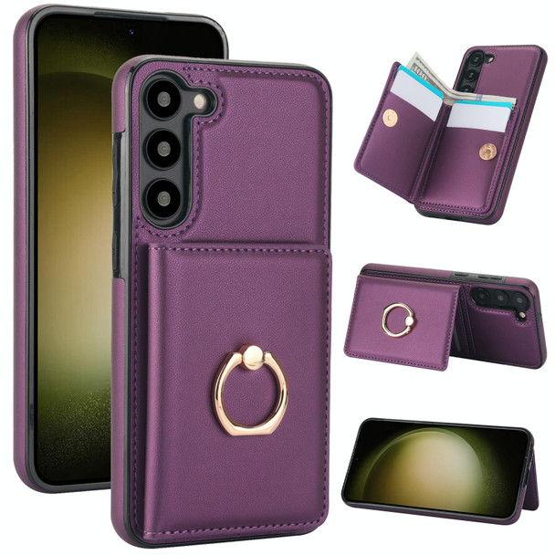 For Samsung Galaxy A54 4G/5G RFID Anti-theft Card Ring Holder Phone Case(Dark Purple)
