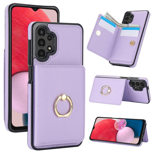 For Samsung Galaxy A13 4G/5G RFID Anti-theft Card Ring Holder Phone Case(Purple)