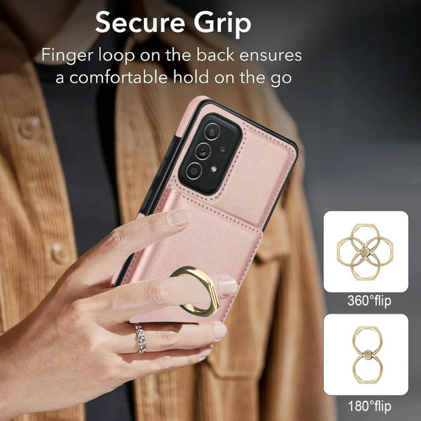 For Samsung Galaxy A72 4G/5G RFID Anti-theft Card Ring Holder Phone Case(Rose Gold)