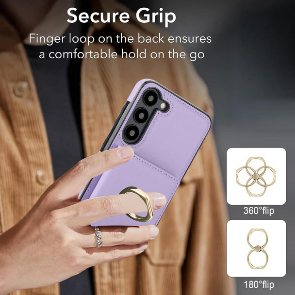 For Samsung Galaxy A14 4G/5G RFID Anti-theft Card Ring Holder Phone Case(Purple)