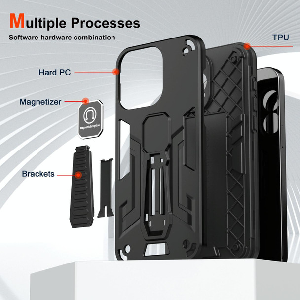 For Motorola Edge 30 Neo Shockproof Holder Phone Case(Black)