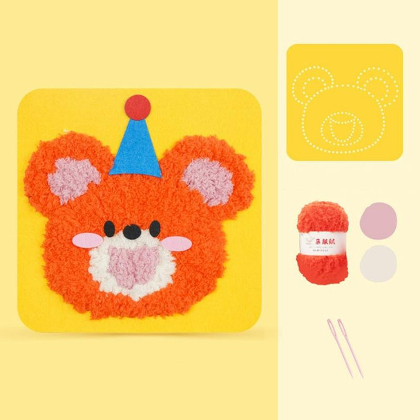 Montessori DIY Embroidery Board Kindergarten Children Cartoon Wool Stitching Material Kit, Style: Bear