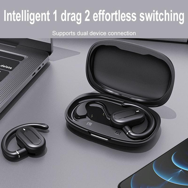 Hanger Type Stereo Outside Sound Bluetooth Earphones With Charging Bin(Black)