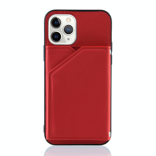 Skin Feel PU + TPU + PC Back Cover Shockproof Case with Card Slots & Holder & Photo Frame - iPhone 11 Pro Max(Red)