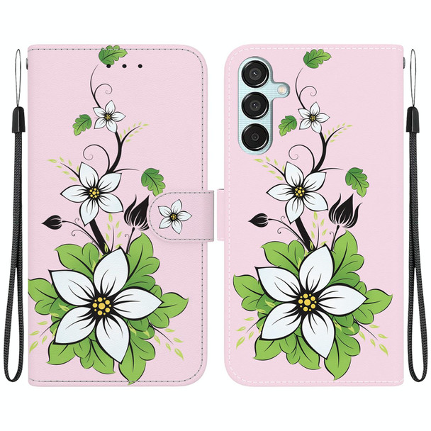 For Samsung Galaxy M15/F15 Crystal Texture Colored Drawing Leather Phone Case(Lily)