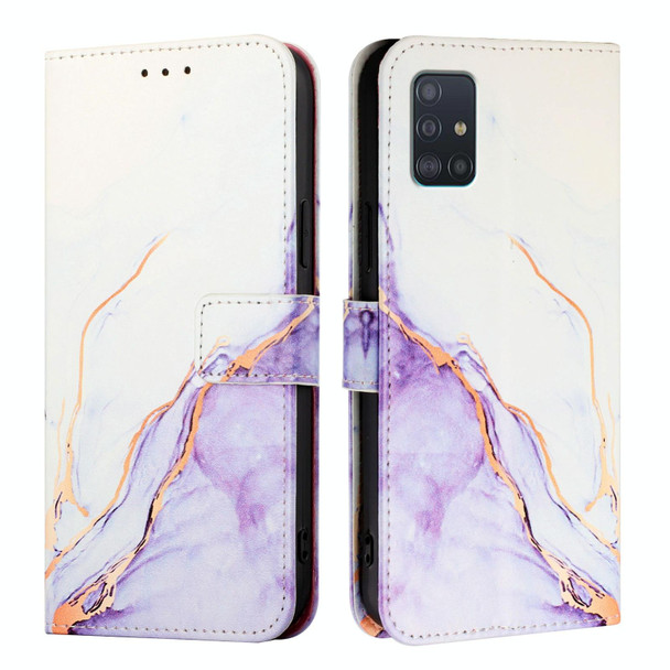 For Samsung Galaxy A51 4G / M40s PT003 Marble Pattern Flip Leather Phone Case(White Purple)