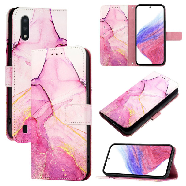 For Samsung Galaxy A10 / M10 EU PT003 Marble Pattern Flip Leather Phone Case(Pink Purple Gold)