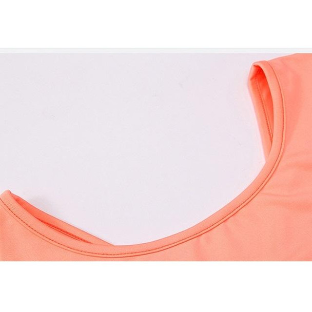 Back Cross Medium-length Sleeve Yoga Sportswear - Ladies (Color:Orange Pink Size:L)