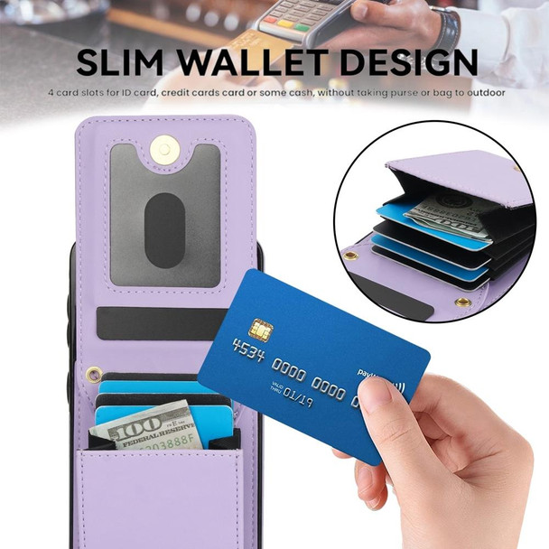 For Samsung Galaxy S21+ 5G YM015 Crossbody Rhombic Card Bag RFID Phone Case(Light Purple)