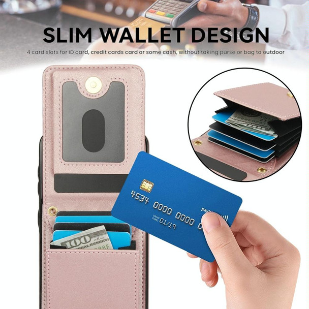 For Samsung Galaxy S21+ 5G YM015 Crossbody Rhombic Card Bag RFID Phone Case(Rose Gold)