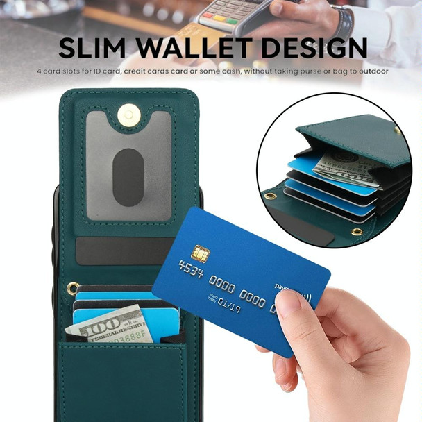 For Samsung Galaxy S21+ 5G YM015 Crossbody Rhombic Card Bag RFID Phone Case(Green)