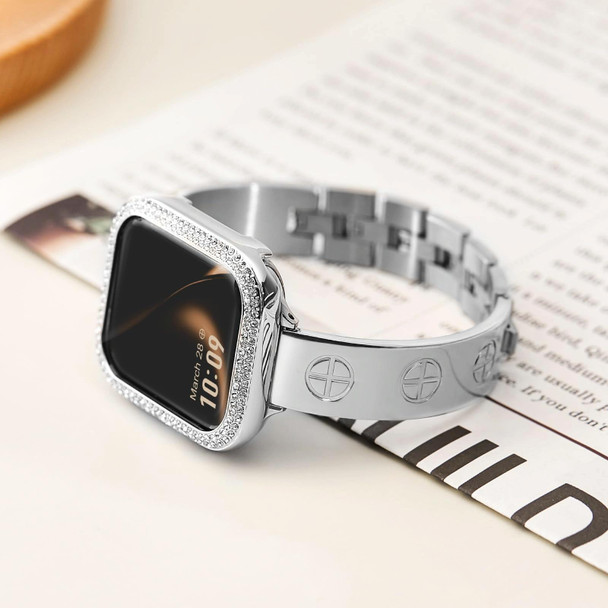 For Apple Watch 42mm Cross Bracelet Stainless Steel Watch Band(Silver)