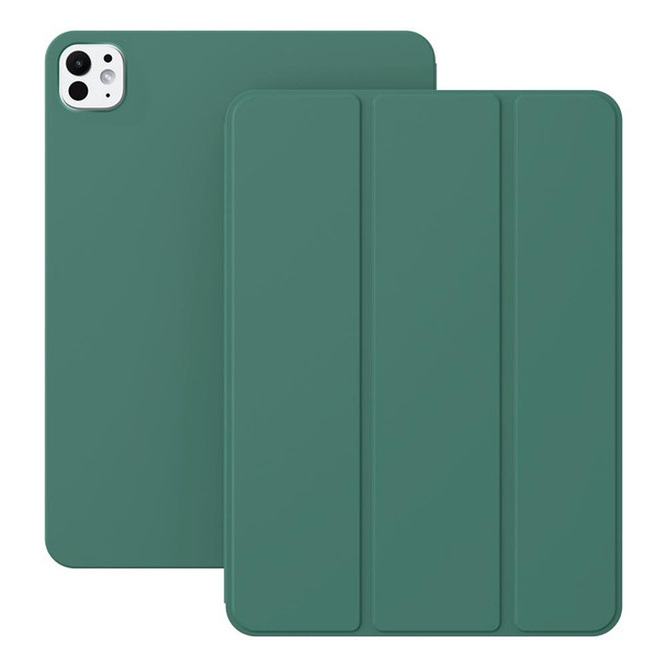 For iPad Pro 13 2024 Ultra-thin Double-sided Clip Magnetic Smart Tablet Case(Dark Green)
