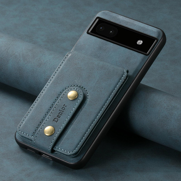 For Google Pixel 6a Denior D14 NK Retro Pattern MagSafe Magnetic Card Holder Leather Phone Case(Blue)