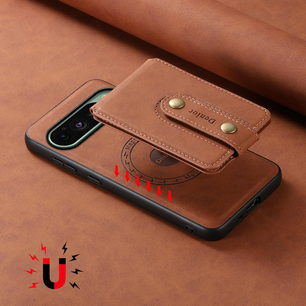 For Google Pixel 9 Denior D14 NK Retro Pattern MagSafe Magnetic Card Holder Leather Phone Case(Brown)