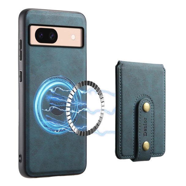 For Google Pixel 8a Denior D14 NK Retro Pattern MagSafe Magnetic Card Holder Leather Phone Case(Blue)