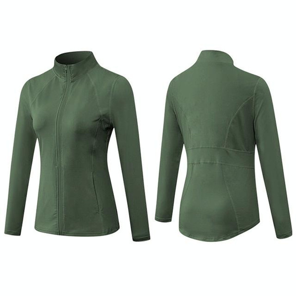 Autumn And Winter Zipper Long-sleeved Sports Jacket for Ladies (Color:Army Green Size:M)