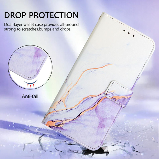 For TCL 40 SE PT003 Marble Pattern Flip Leather Phone Case(White Purple)