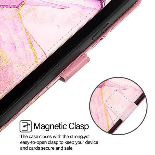 For Motorola Edge 2022 / Edge 5G UW 2022 PT003 Marble Pattern Flip Leather Phone Case(Pink Purple Gold)