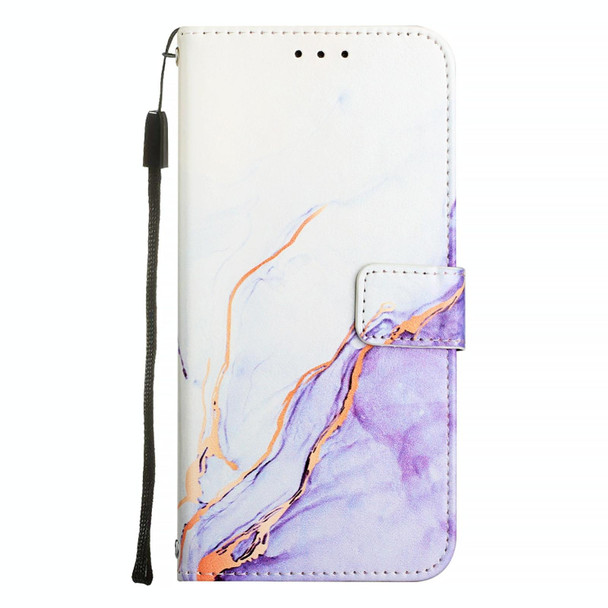 For TCL 201 PT003 Marble Pattern Flip Leather Phone Case(White Purple)