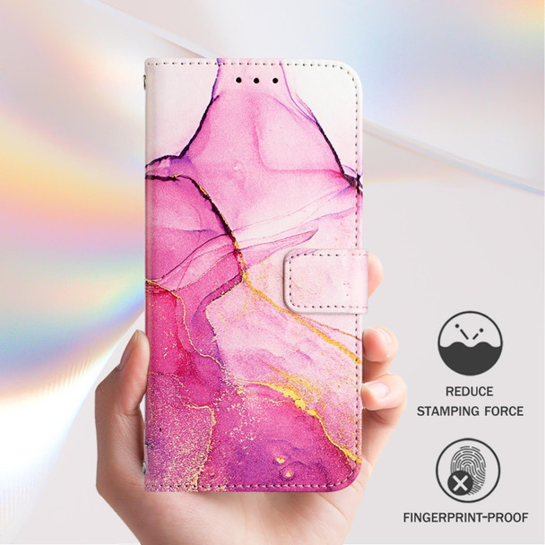 For TCL 40R 5G PT003 Marble Pattern Flip Leather Phone Case(Pink Purple Gold)
