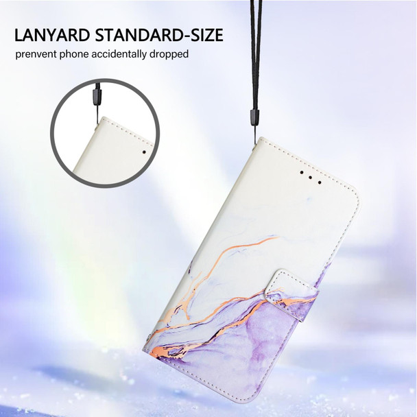 For TCL 305 / 306 / 30 SE AL02 PT003 Marble Pattern Flip Leather Phone Case(White Purple)