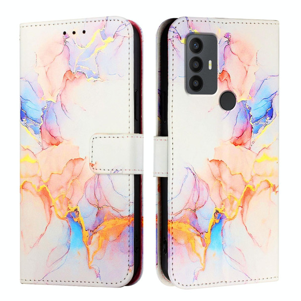 For TCL 30 SE PT003 Marble Pattern Flip Leather Phone Case(Galaxy Marble White)