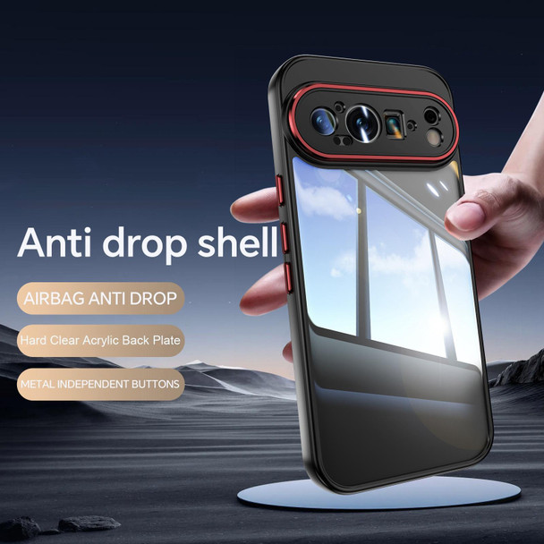 For Google Pixel 9 Pro XL Acrylic Hybrid TPU Armor Shockproof Phone Case(Black Red)