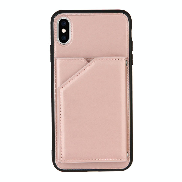 Skin Feel PU + TPU + PC Back Cover Shockproof Case with Card Slots & Holder & Photo Frame - iPhone XS Max(Rose Gold)