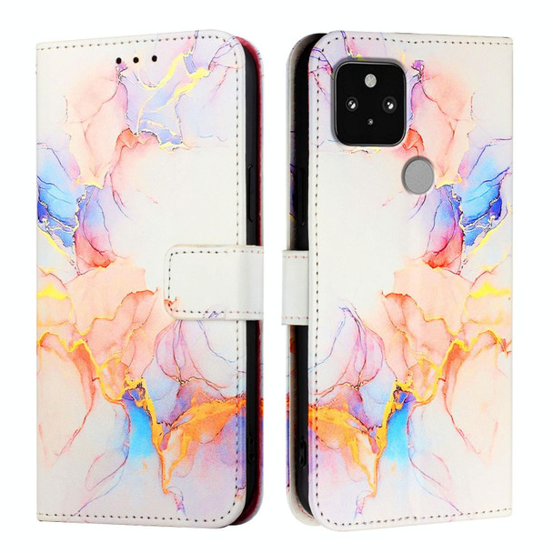 For Google Pixel 5 PT003 Marble Pattern Flip Leather Phone Case(Galaxy Marble White)