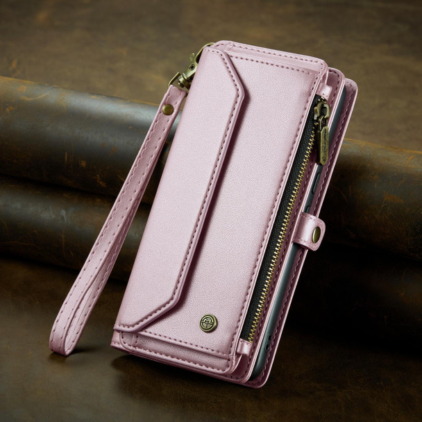 For Google Pixel 8 CaseMe C36 Card Slots Zipper Wallet RFID Anti-theft Leather Phone Case(Pink)