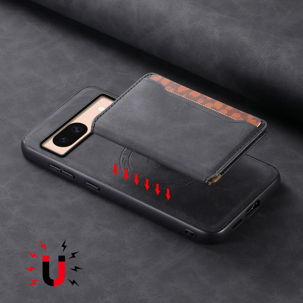 For Google Pixel 8a Denior D13 Retro Texture Leather MagSafe Card Bag Phone Case(Black)