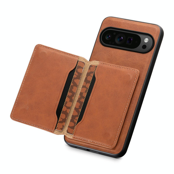 For Google Pixel 9 Pro Denior D13 Retro Texture Leather MagSafe Card Bag Phone Case(Brown)