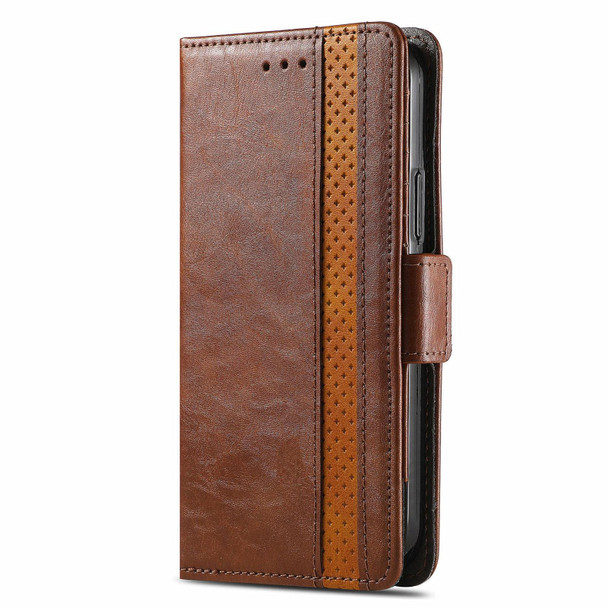 For ZTE Blade A34  CaseNeo Splicing Dual Magnetic Buckle Leather Phone Case(Brown)